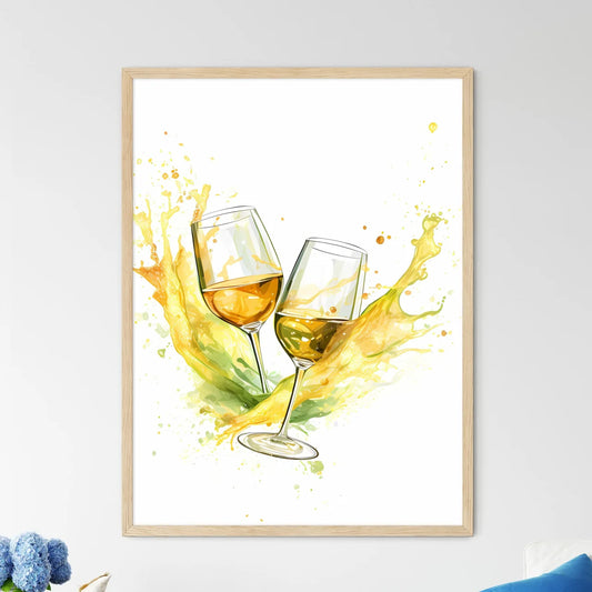 Pair Of Wine Glasses With Liquid Splashing A - Framed Art Print