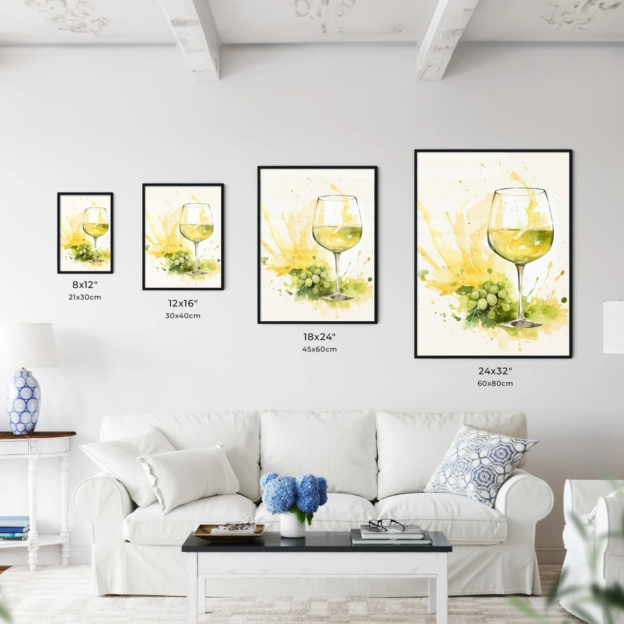 Glass Of Wine With A Bunch Of Grapes And Spl Wall Art