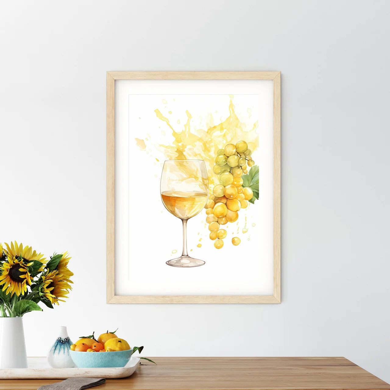 Glass Of Wine And Grapes Art Prin - Kitchen Hangings