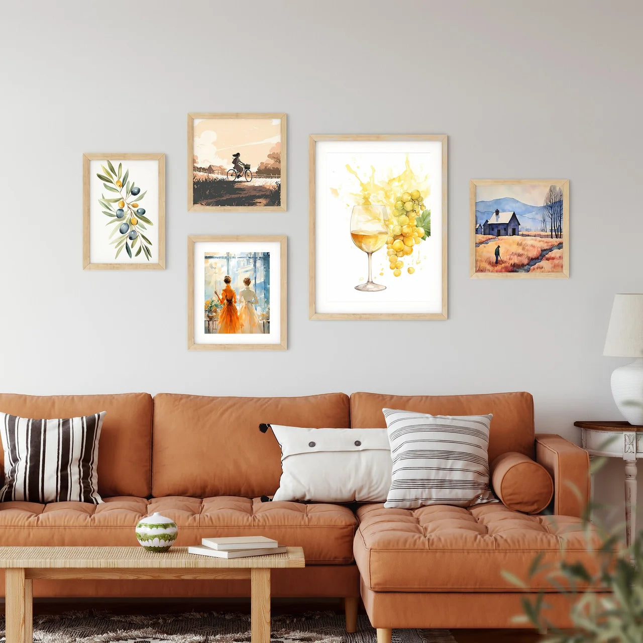 Glass Of Wine And Grapes Art Prin Framed Print