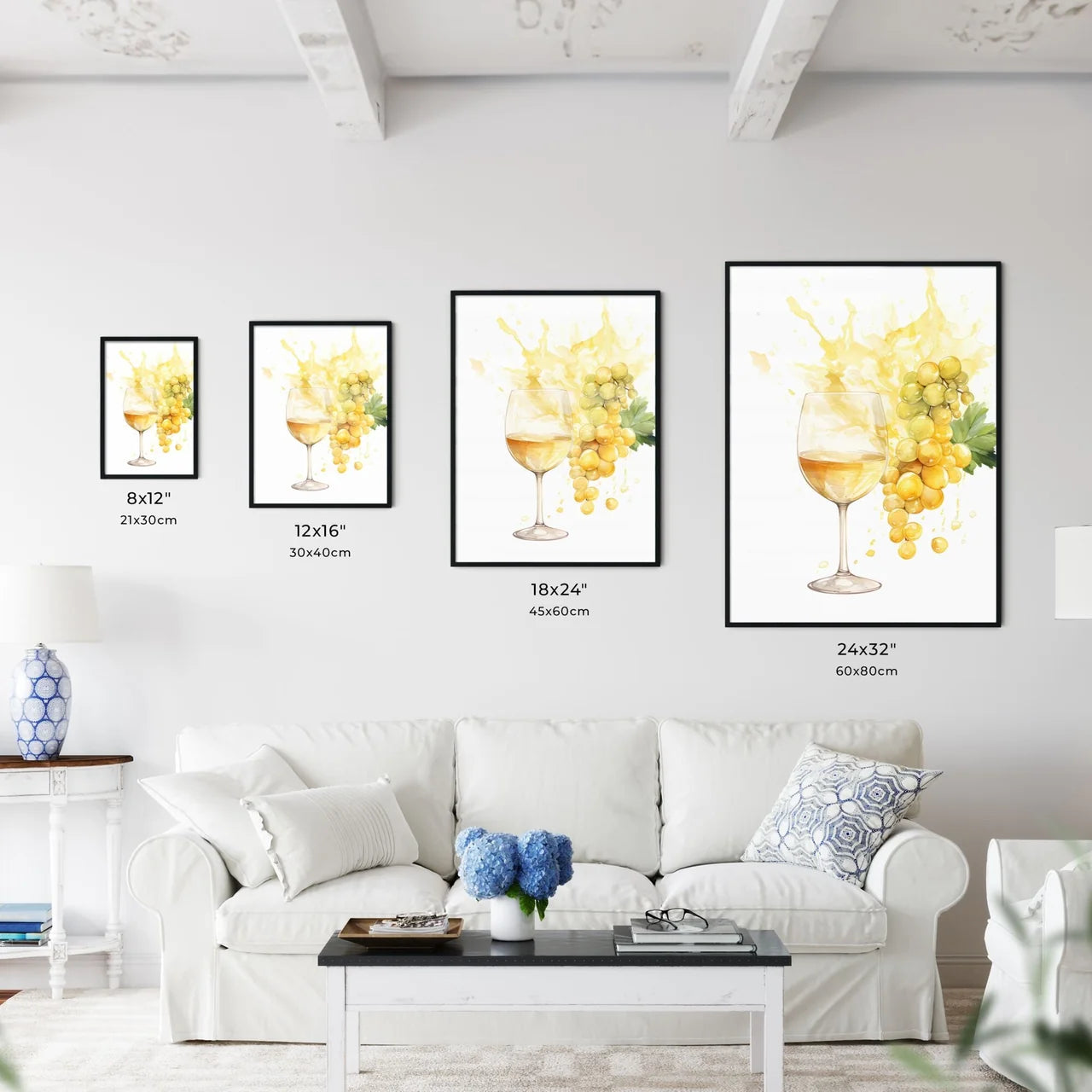 Glass Of Wine And Grapes Art Prin Wall Art