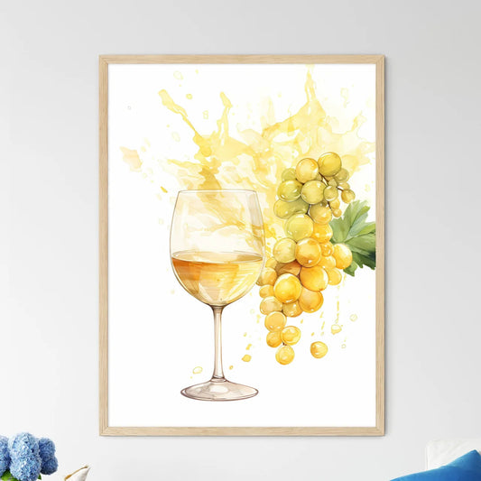 Glass Of Wine And Grapes Art Prin - Framed Art Print