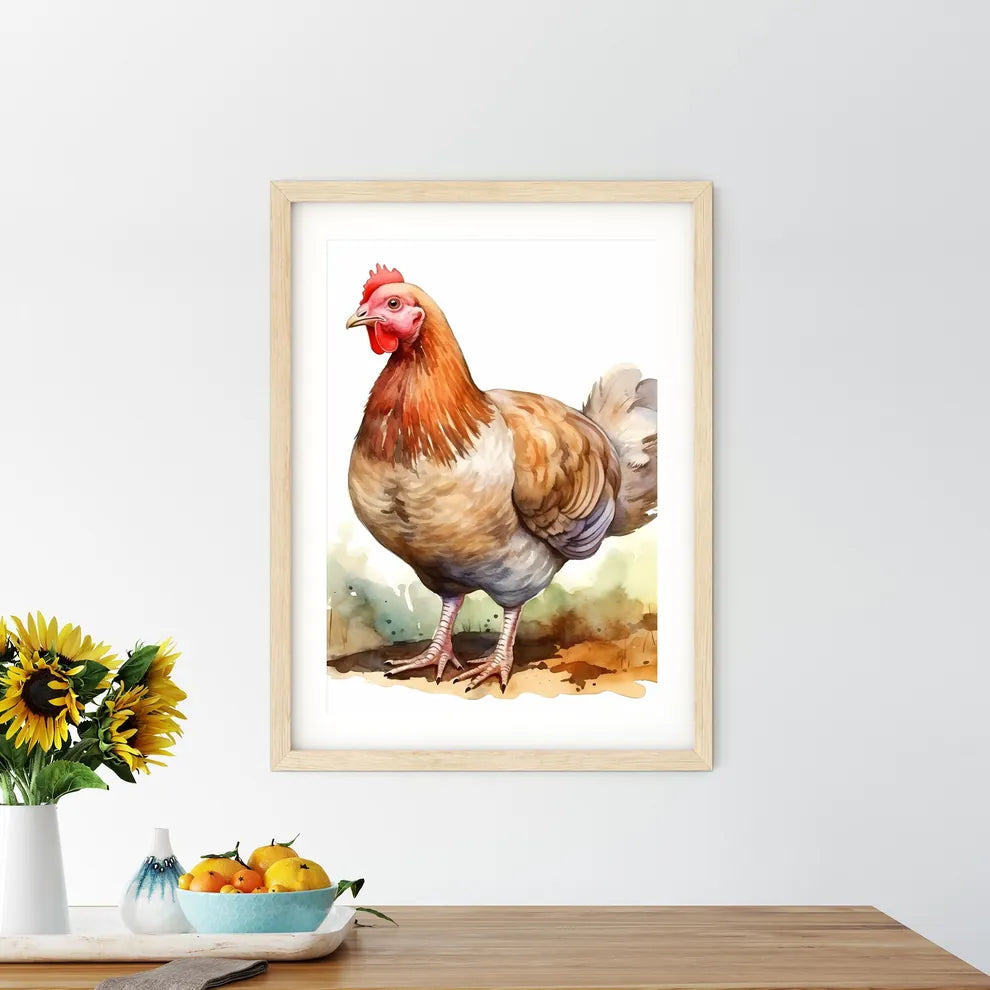Watercolor Of A Chicken Art P Size Chart