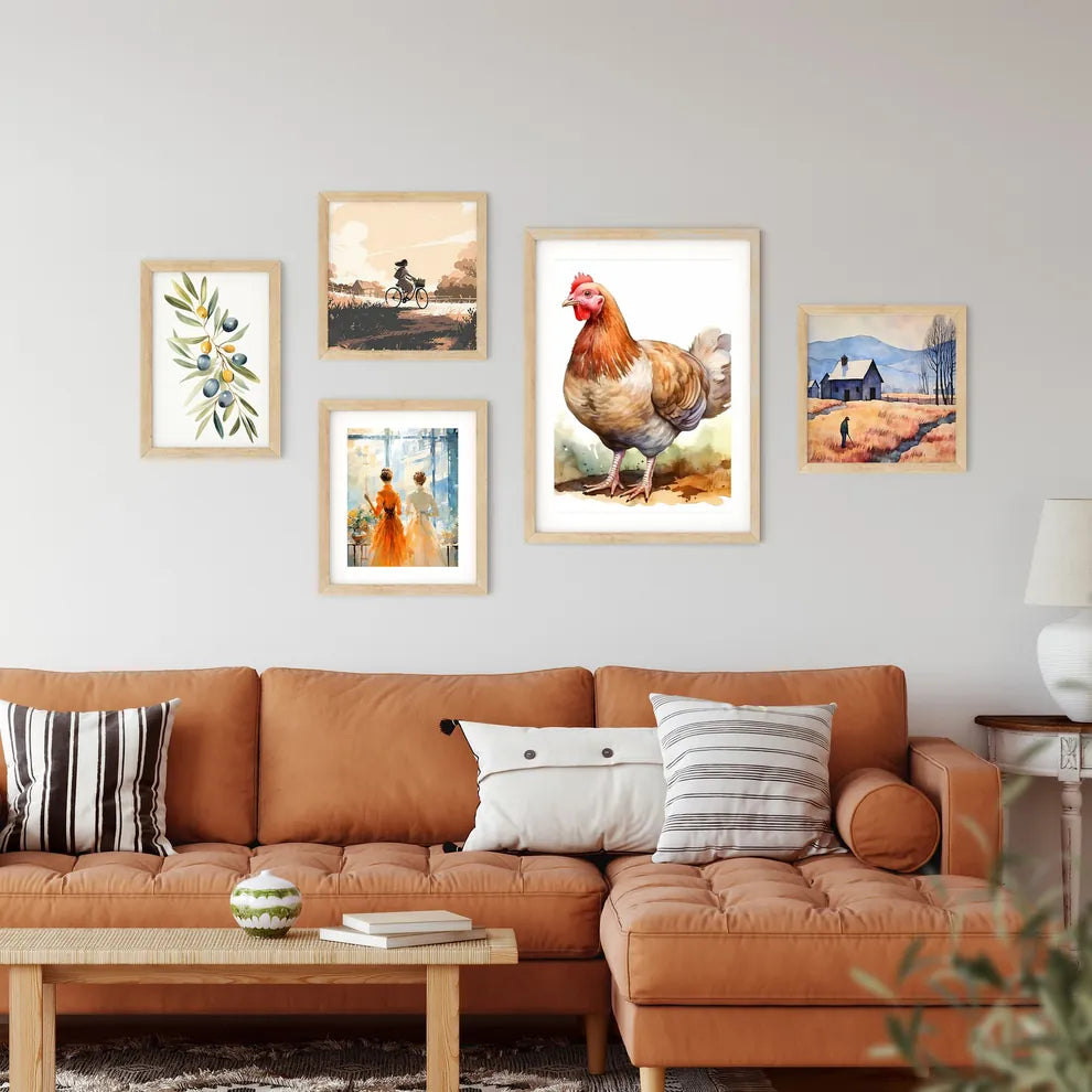 Watercolor Of A Chicken Art P Framed Print