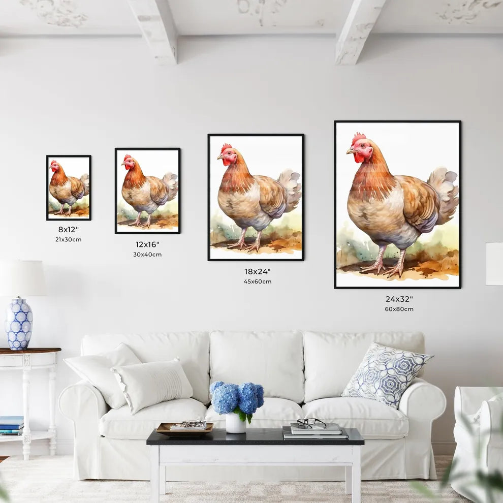 Watercolor Of A Chicken Art P Art Print