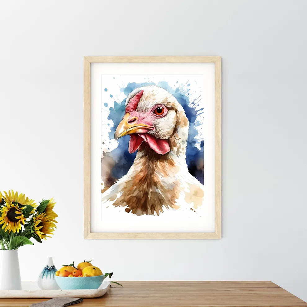 Watercolor Of A Chicken Art P Size Chart