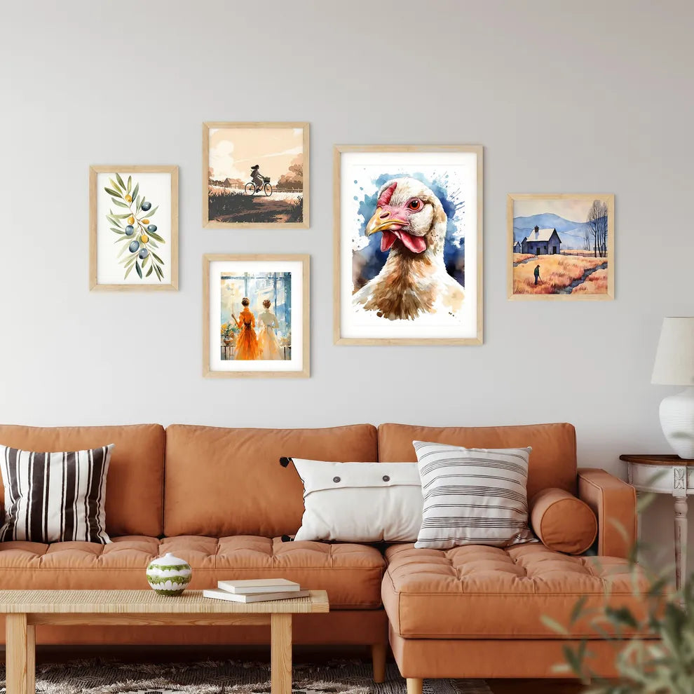 Watercolor Of A Chicken Art P Framed Print