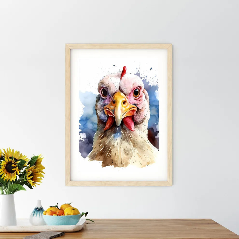 Watercolor Of A Chicken Art P Size Chart