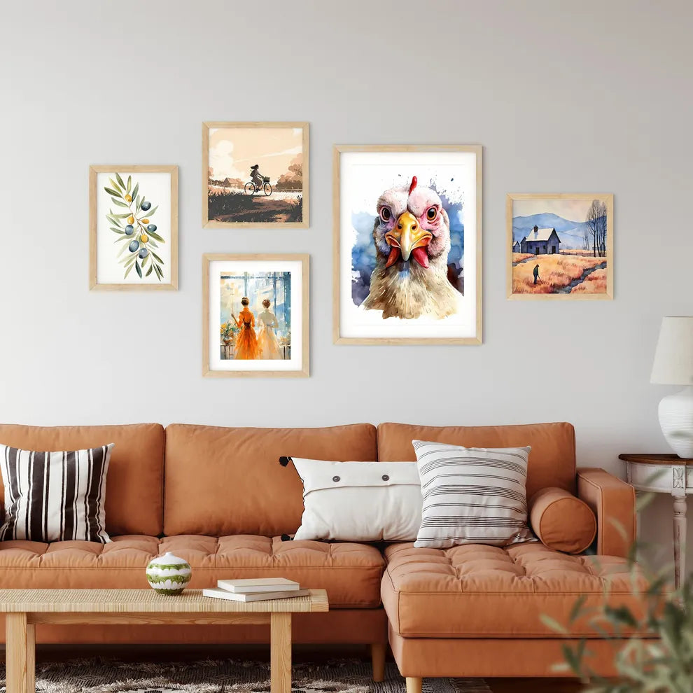 Watercolor Of A Chicken Art P Framed Print