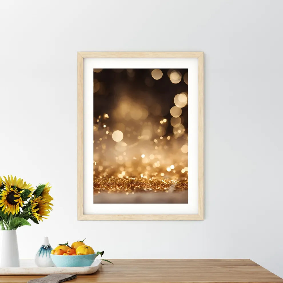 Gold Glittery Background Art Prin - Kitchen Hangings