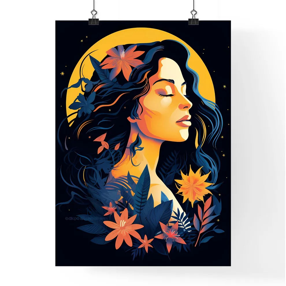Woman With Flowers In Her Hair Art Prin Poster