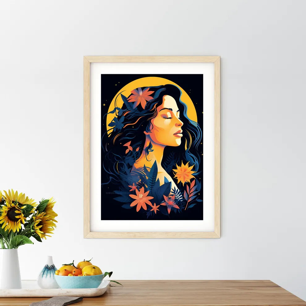 Woman With Flowers In Her Hair Art Prin - Kitchen Hangings
