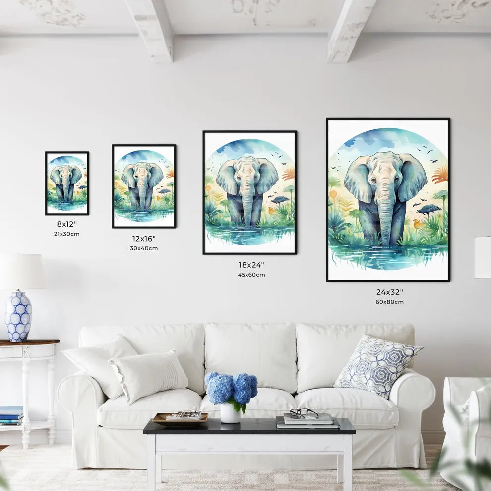 An Elephant In The Water Art  Art Print