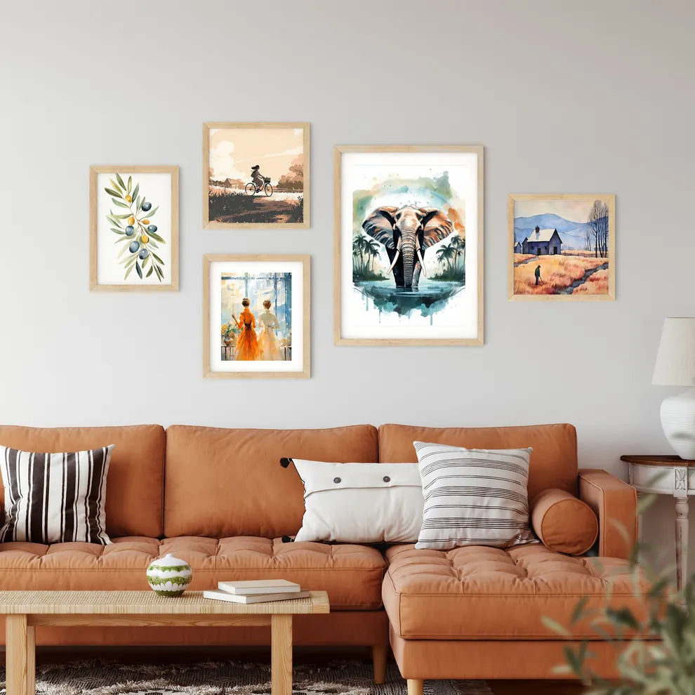 An Elephant In Water With Pal Framed Print