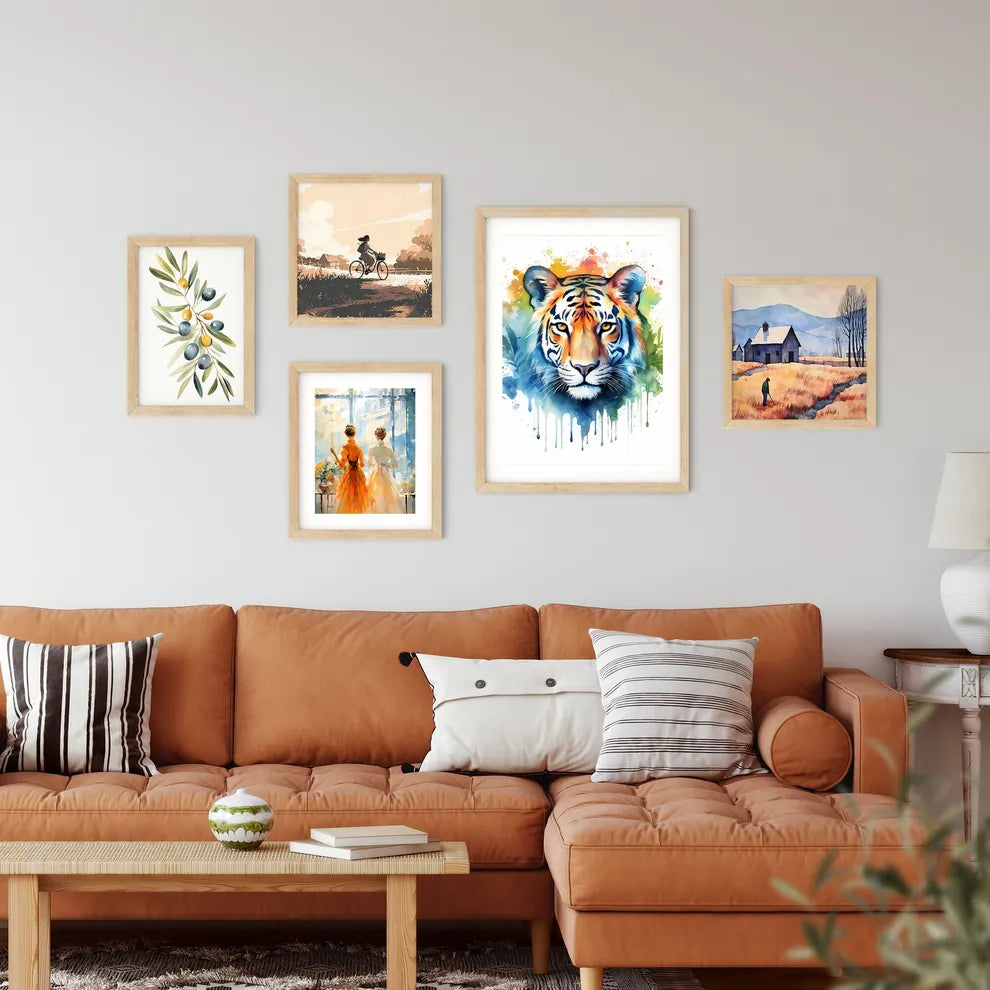 Tiger With Colorful Splashes  Framed Print