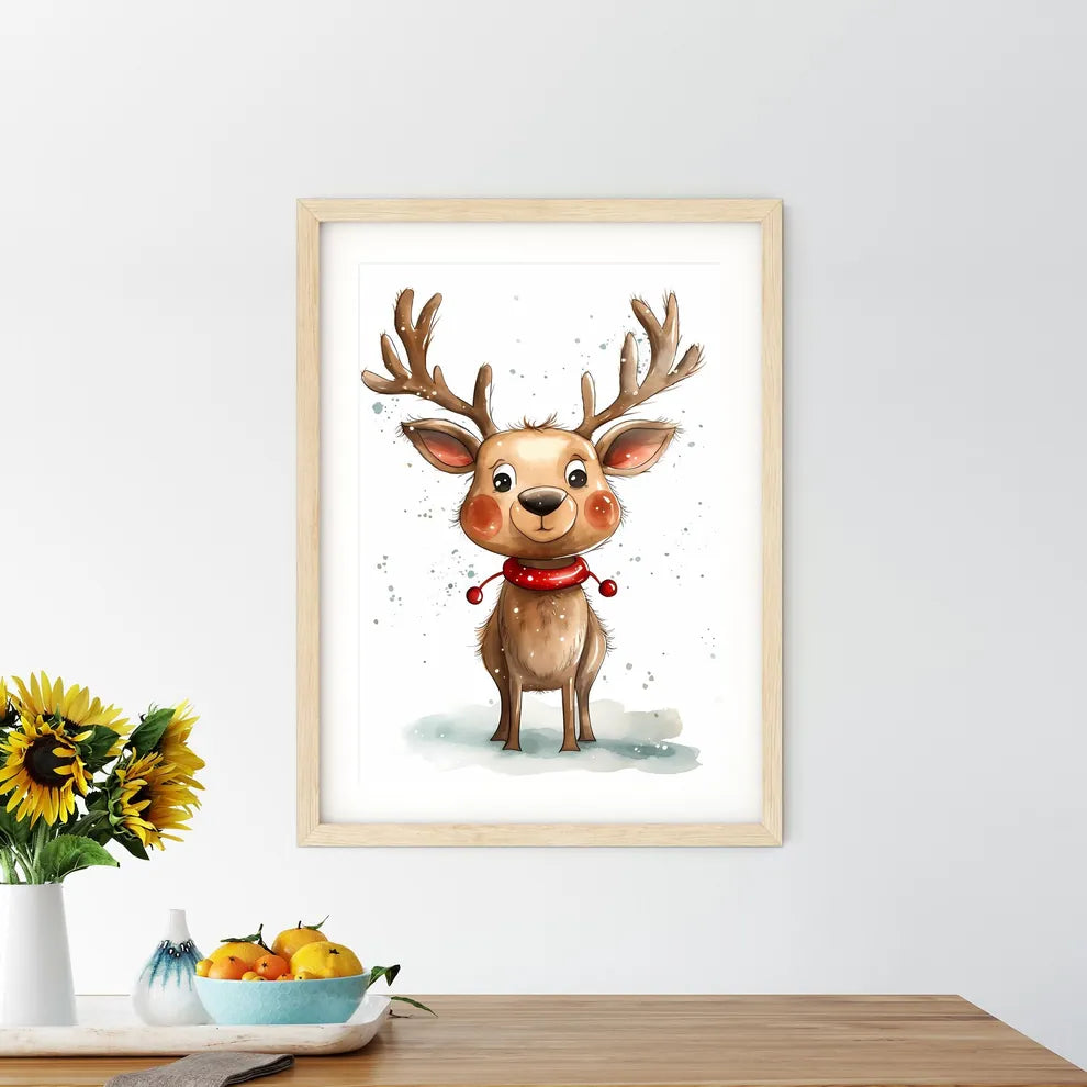 Watercolor Of A Reindeer Art  Size Chart