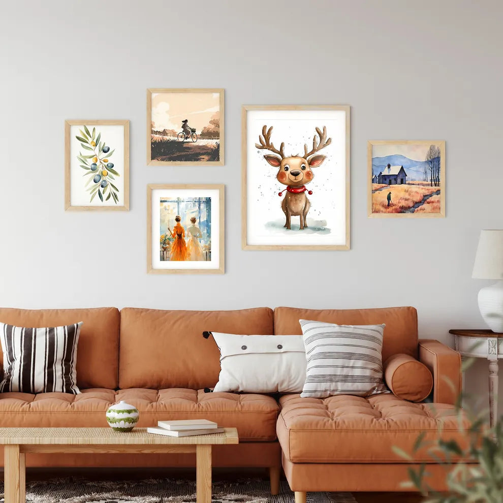 Watercolor Of A Reindeer Art  Framed Print