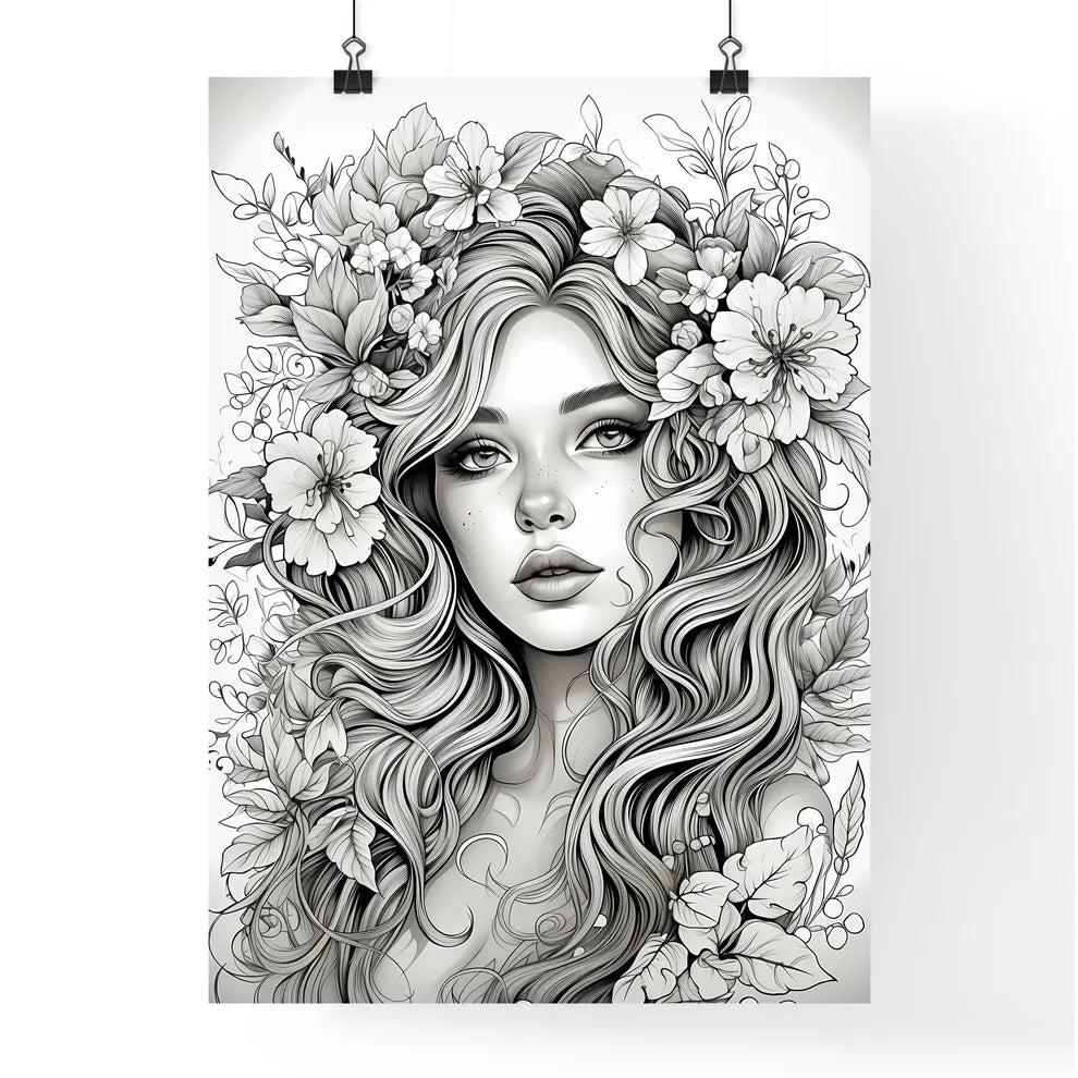 Woman With Flowers In Her Hair Art Prin Poster