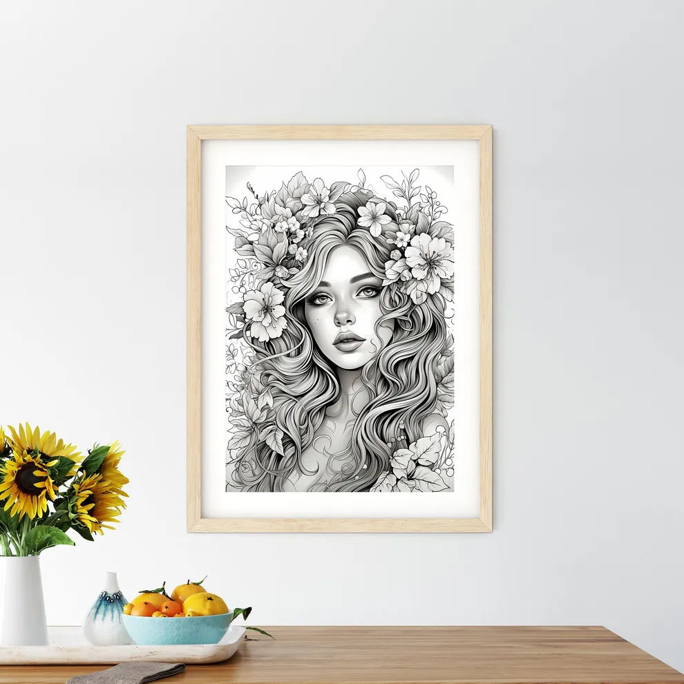 Woman With Flowers In Her Hair Art Prin - Kitchen Hangings