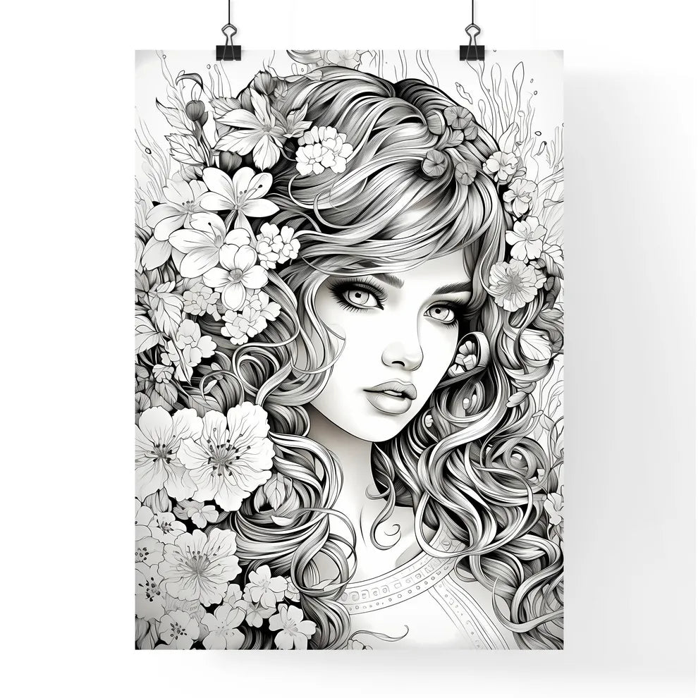 Woman With Flowers In Her Hair Art Prin Poster