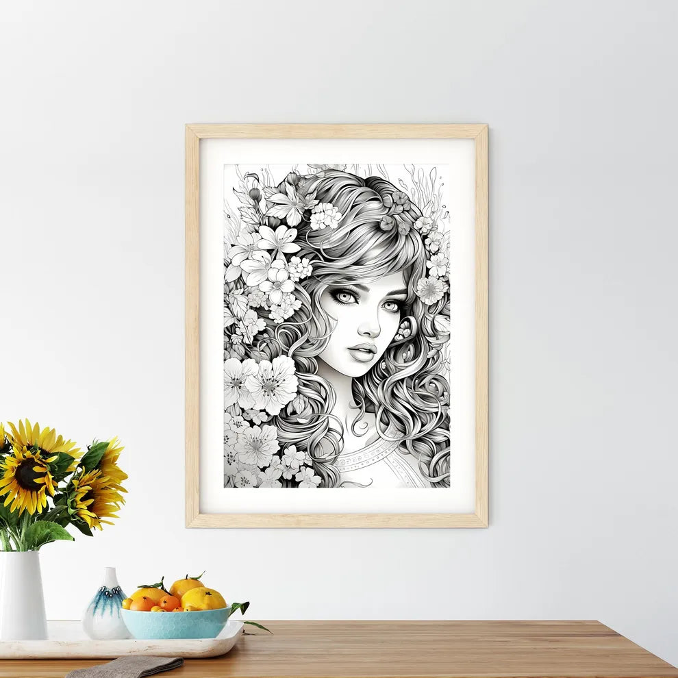 Woman With Flowers In Her Hair Art Prin - Kitchen Hangings
