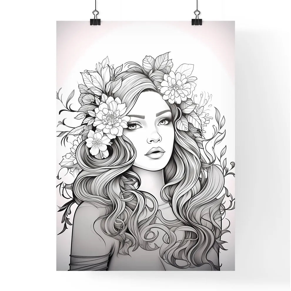 Woman With Flowers In Her Hair Art Prin Poster