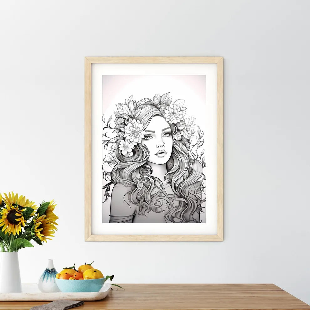 Woman With Flowers In Her Hair Art Prin - Kitchen Hangings