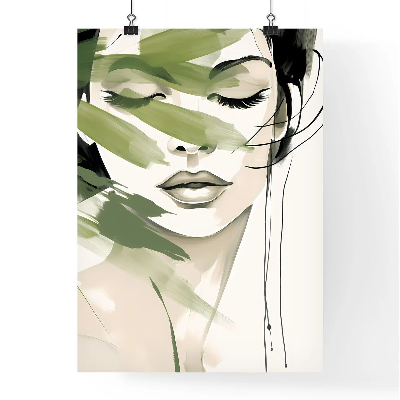 Woman With Green Paint On Her Face Art Prin Poster