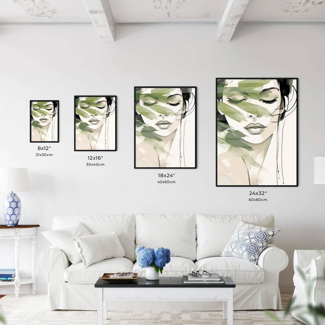 Woman With Green Paint On Her Face Art Prin Wall Art