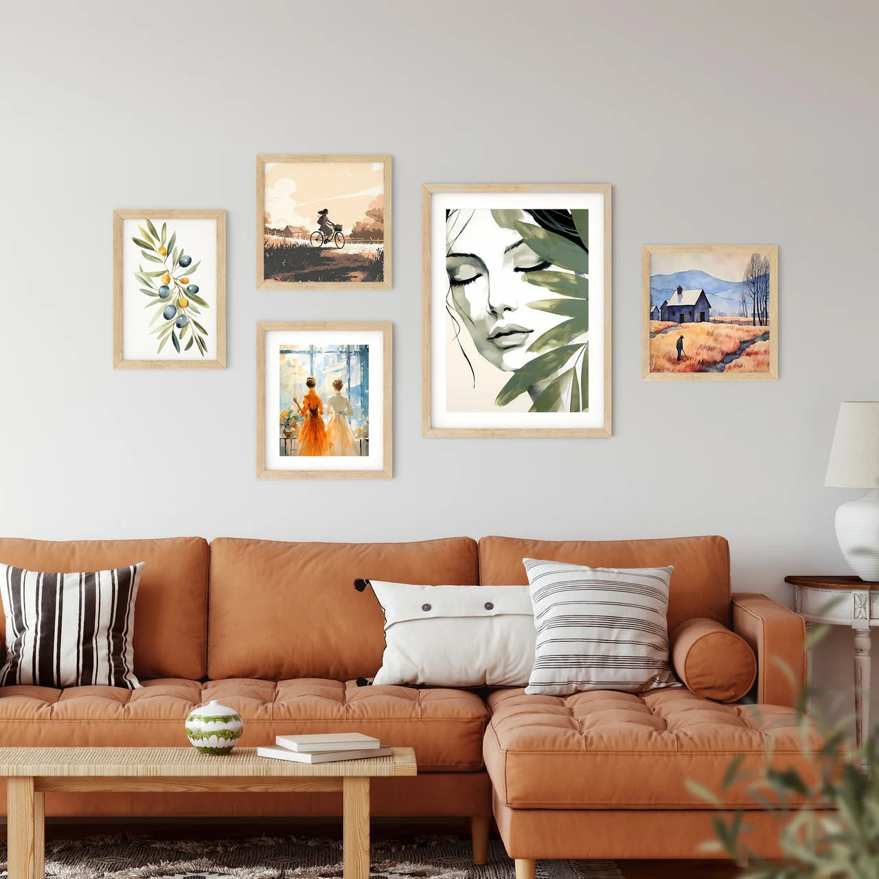 Woman With Her Eyes Closed And A Leaf Art Pr Framed Print