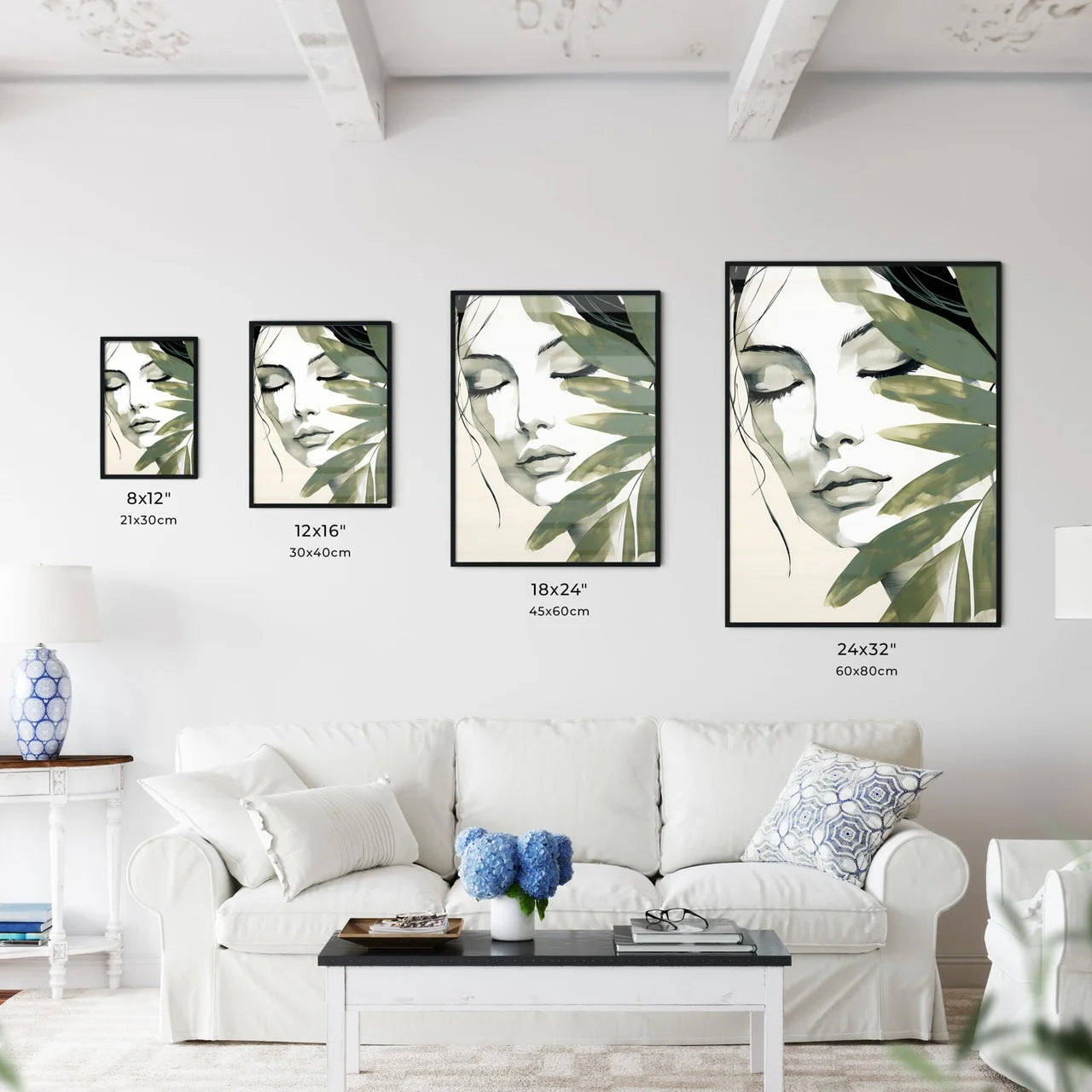 Woman With Her Eyes Closed And A Leaf Art Pr Wall Art
