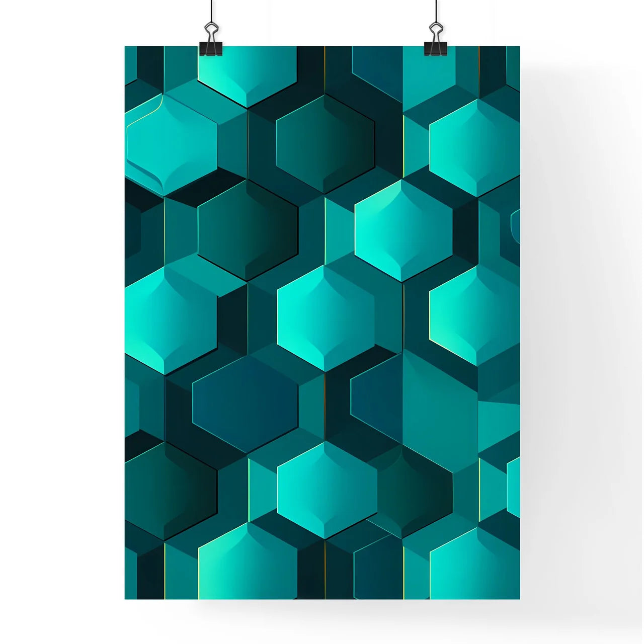 Blue Hexagons On A Surface Art Prin Poster