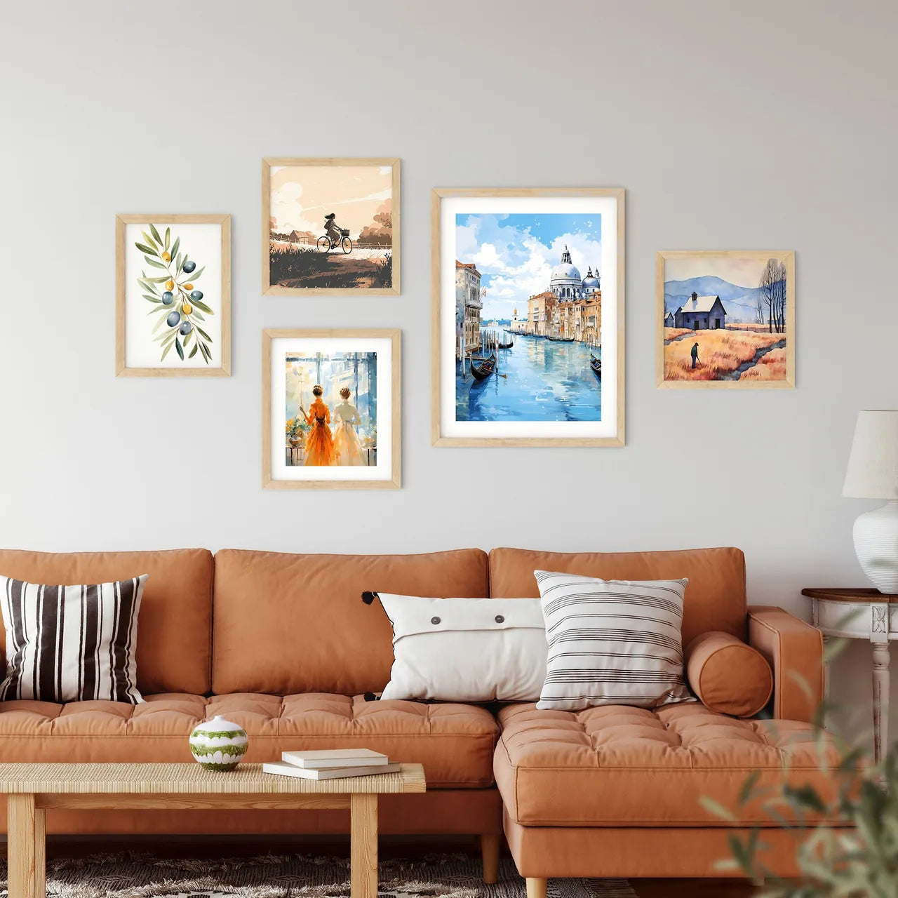 Water Canal With Boats And Buildings In The Background With Grand Canal In The Background Art Print Custom Print