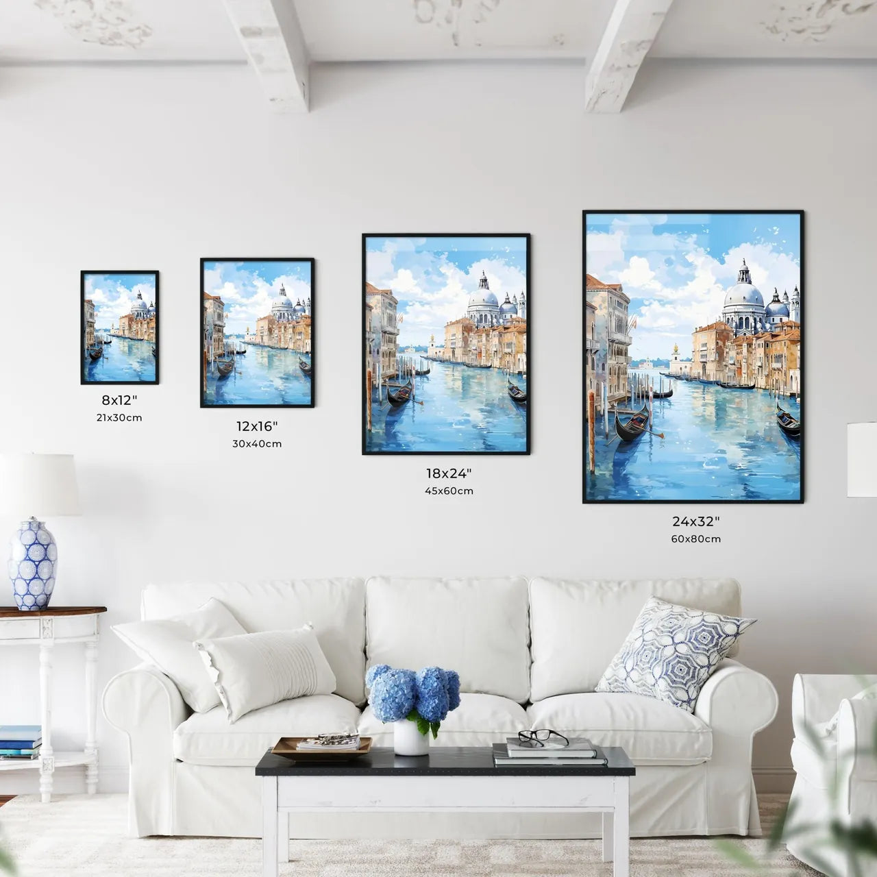 Water Canal With Boats And Buildings In The Background With Grand Canal In The Background Art Print Interior Design