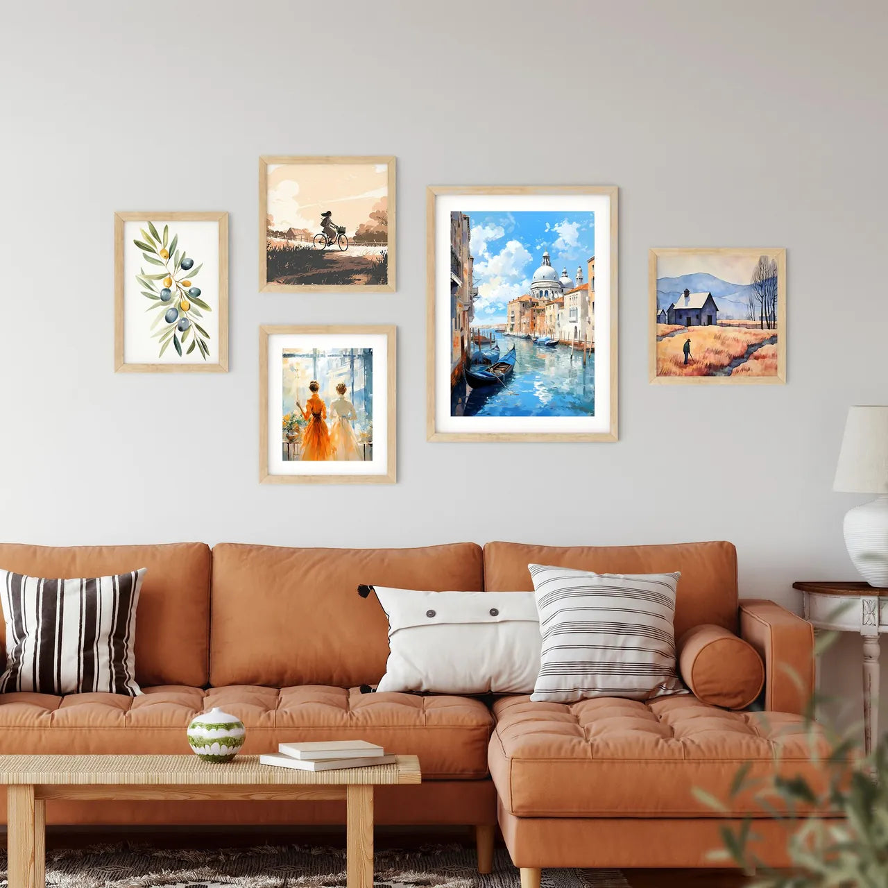 Water Canal With Boats And Buildings In The Background With Grand Canal In The Background Art Print Custom Print