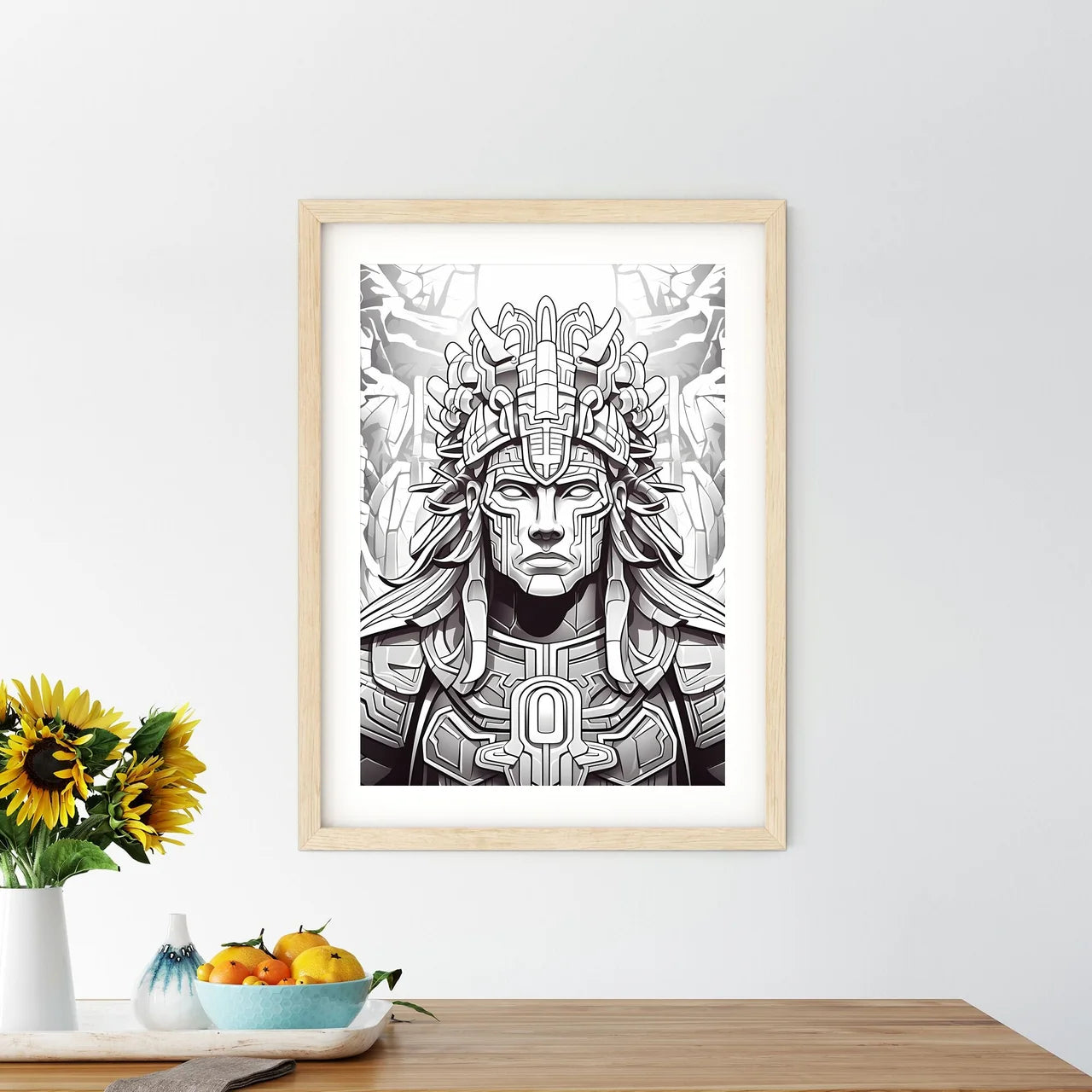 Drawing Of A Man Wearing A Helmet Art Prin - Kitchen Hangings