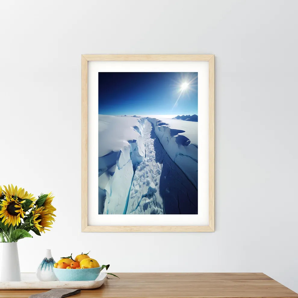 Snow Covered Ground With A Crack In It Art P - Kitchen Hangings