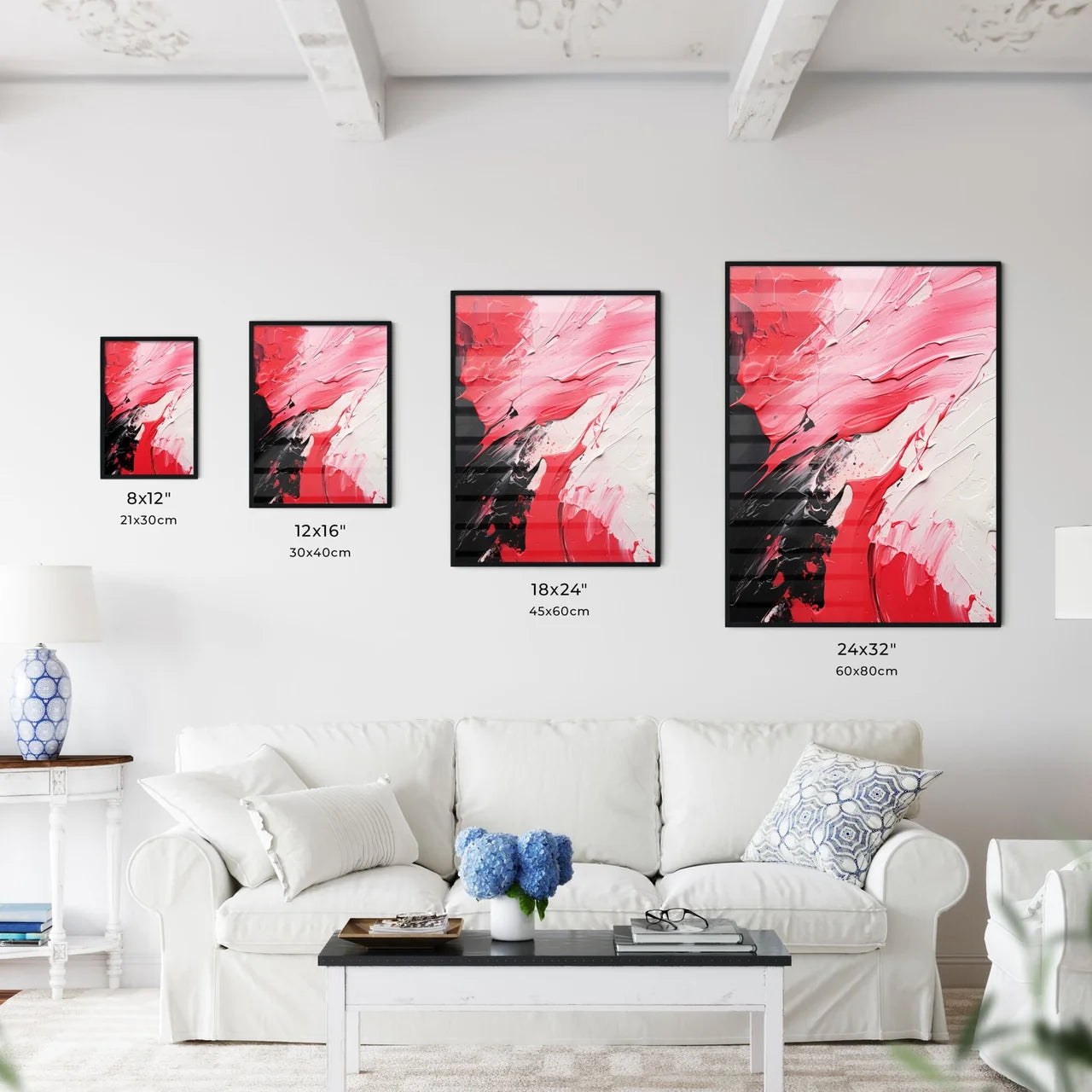 Red And White Paint On A Black Surface Art P Wall Art