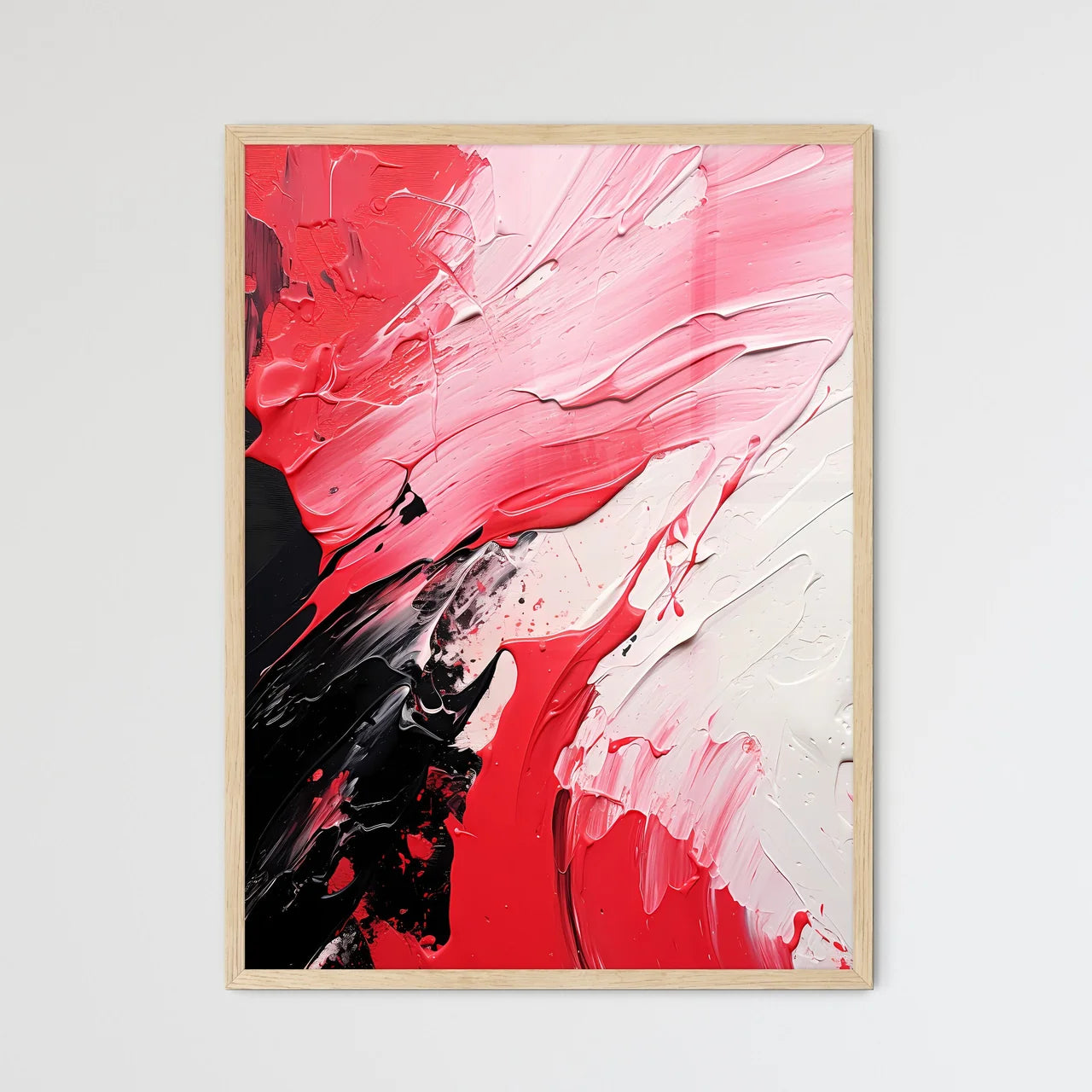 Red And White Paint On A Black Surface Art P - Framed Art Print