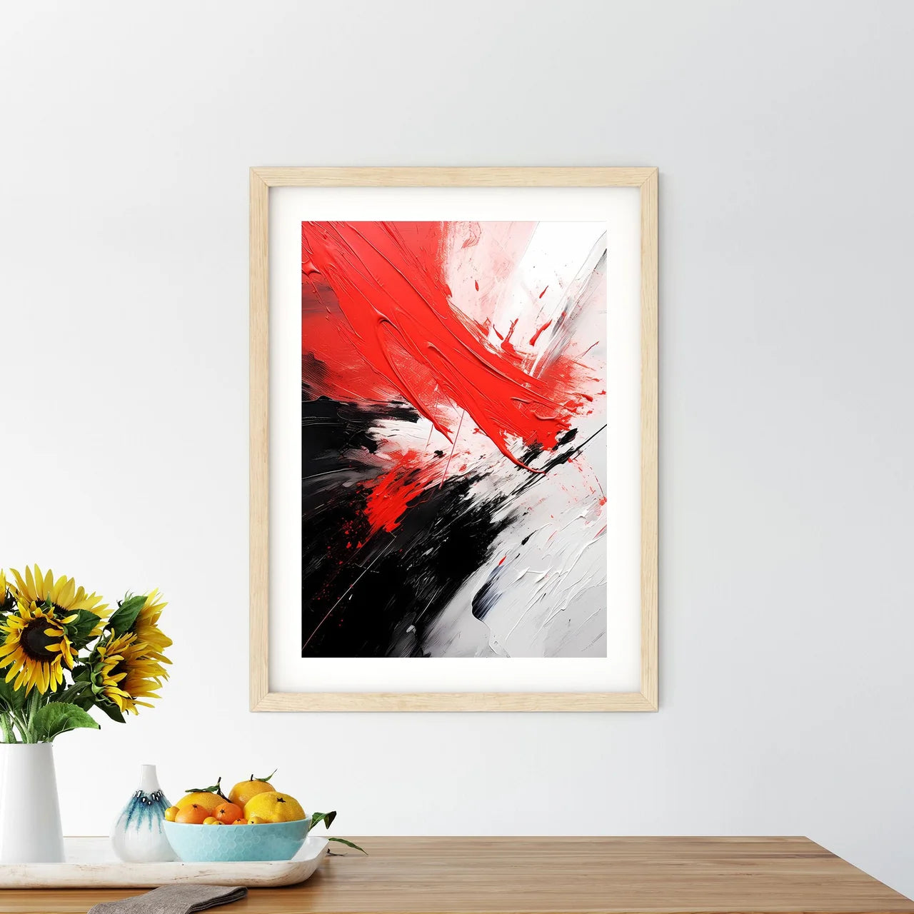 Red And Black Paint On A White Surface Art P - Kitchen Hangings