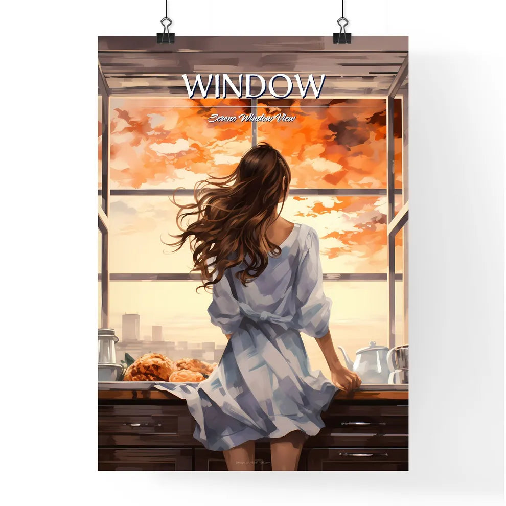 Woman Looking Out A Window Art Prin Poster