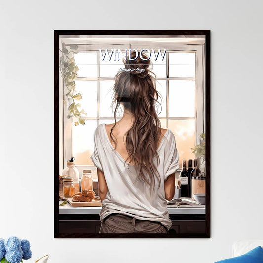 Woman Looking Out A Window Art Prin - Framed Art Print