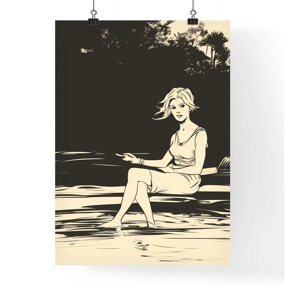Woman Sitting In Water Art Prin Poster