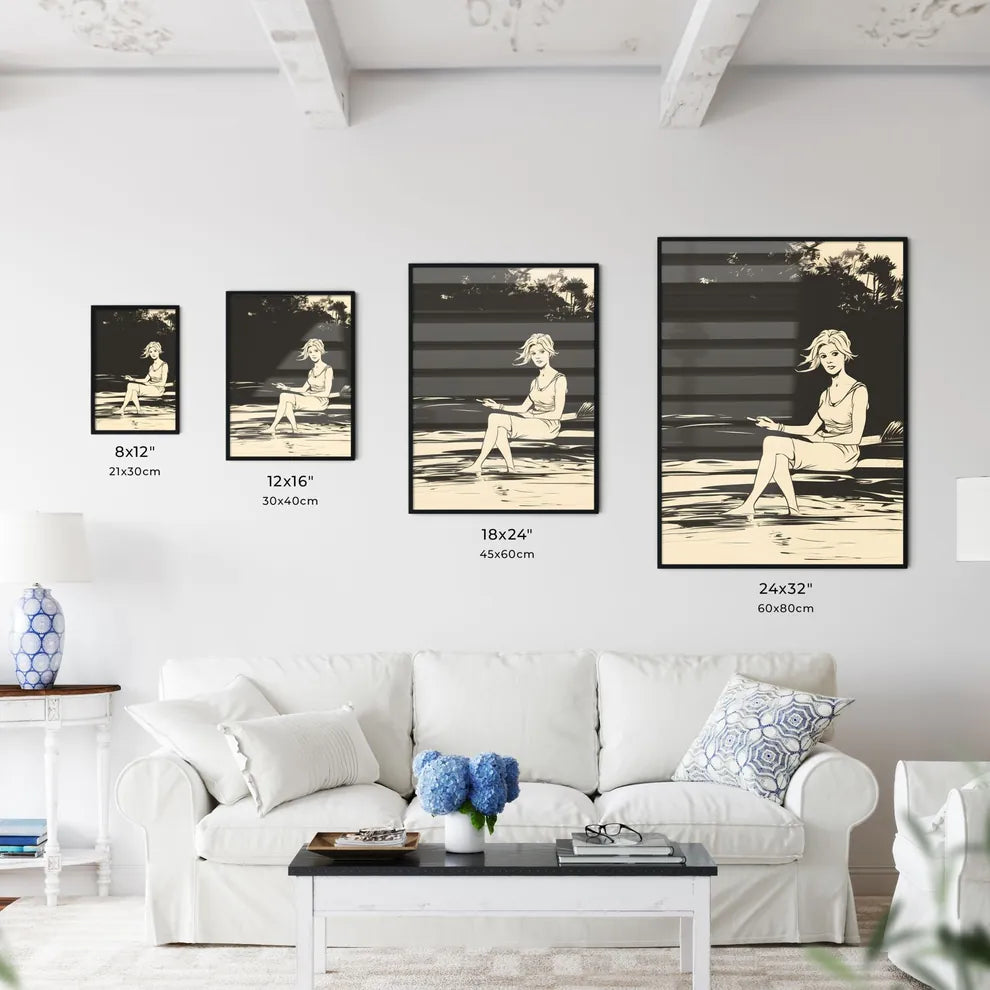 Woman Sitting In Water Art Prin Wall Art