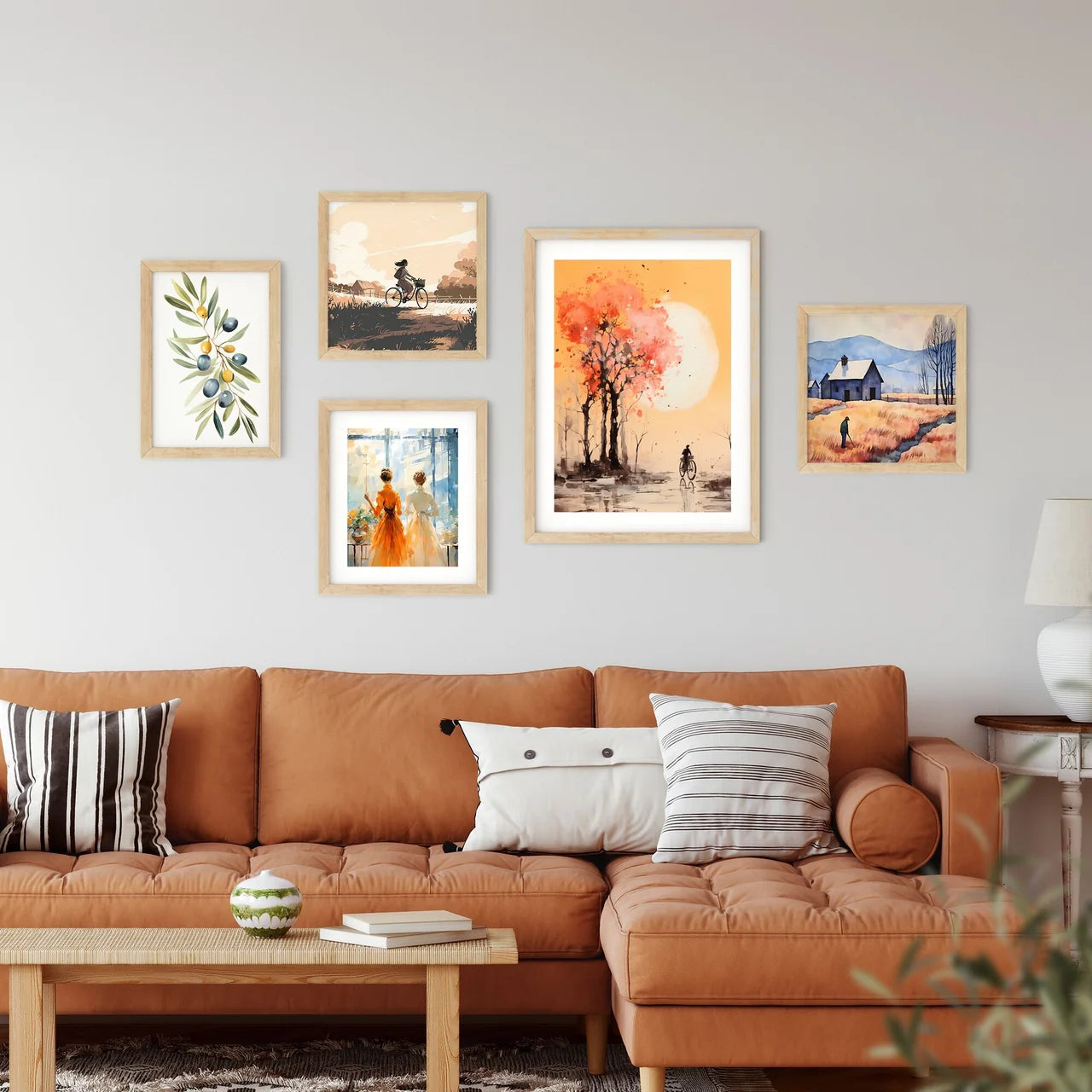 Painting Of A Person Riding A Bicycle Under  Framed Print