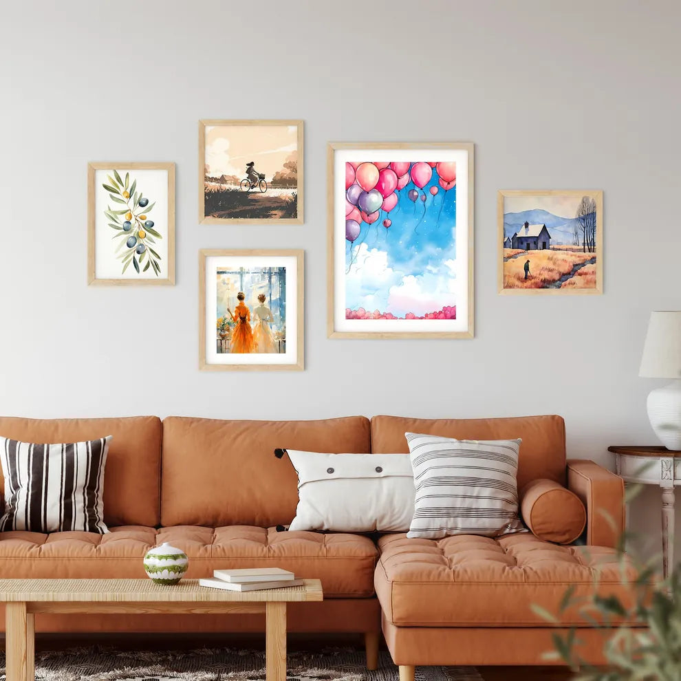 Group Of Balloons In The Sky Art Prin Framed Print