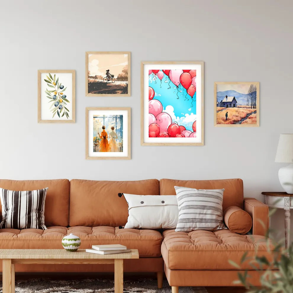 Group Of Balloons In The Sky Art Prin Framed Print