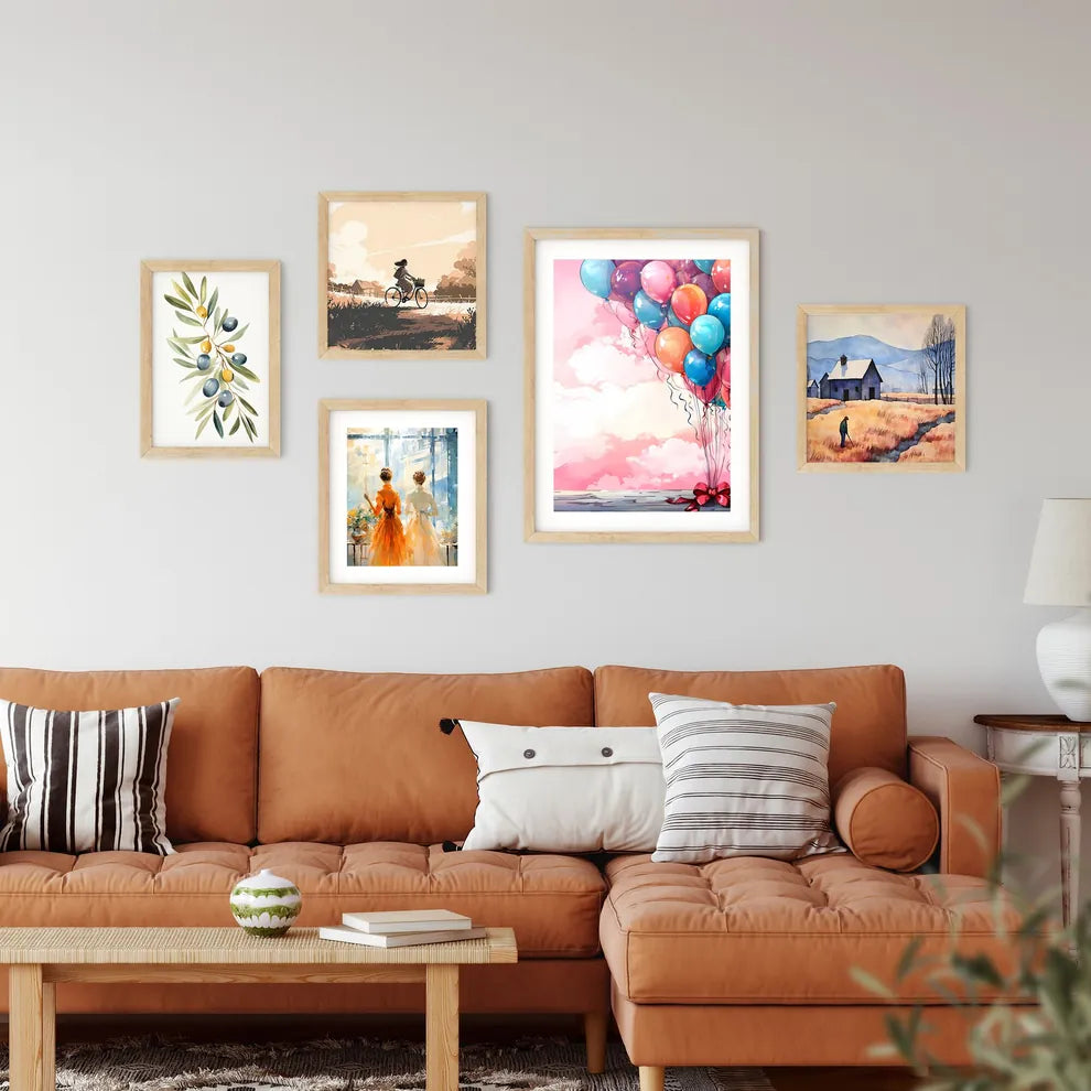 Bunch Of Balloons In The Sky Art Prin Framed Print