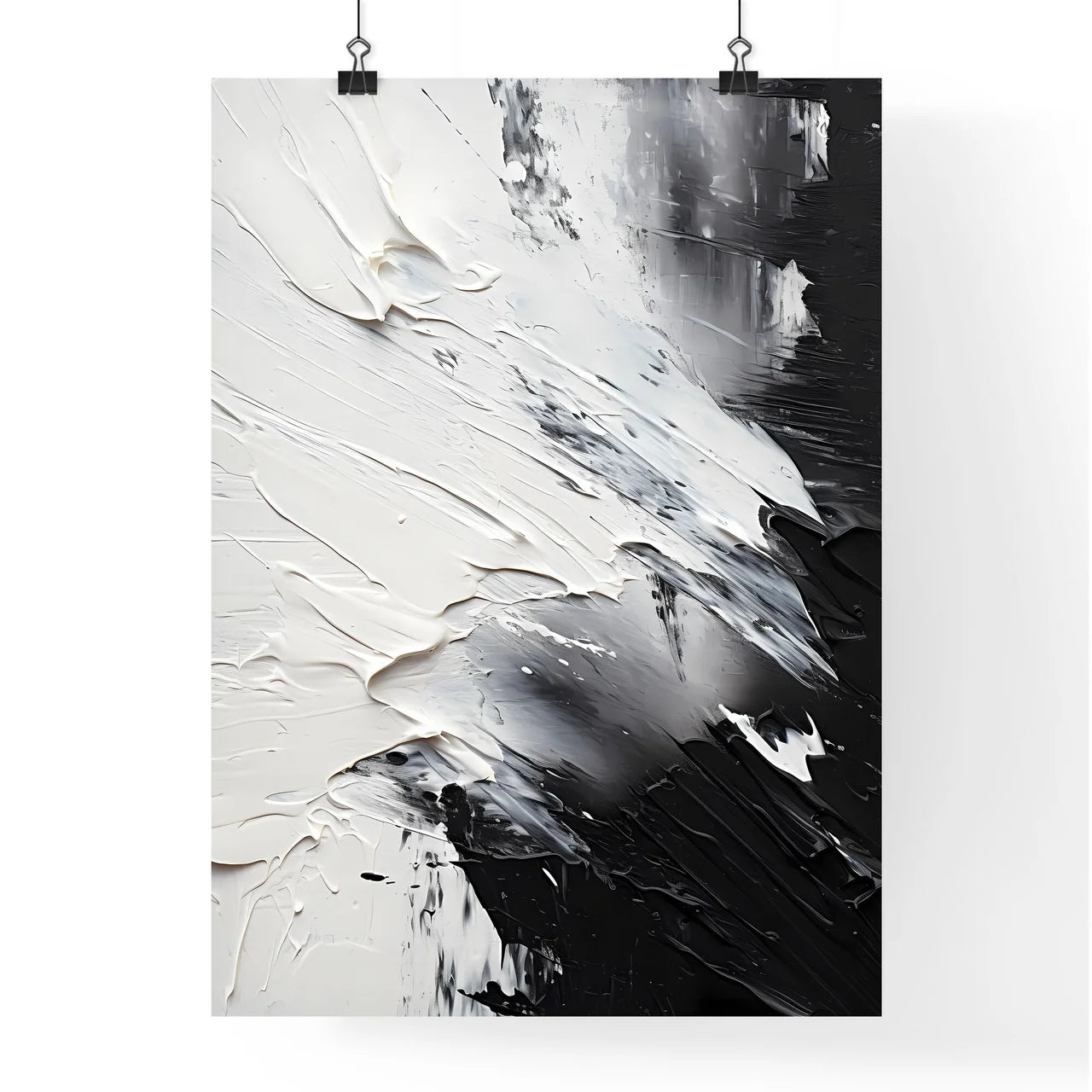 White And Black Paint On A Surface Art Prin Poster