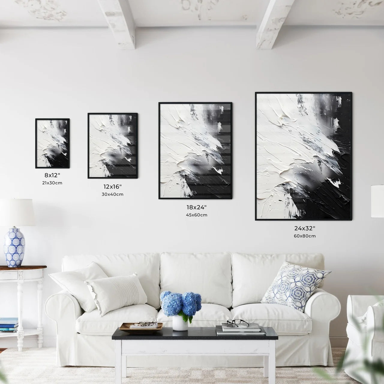 White And Black Paint On A Surface Art Prin Wall Art